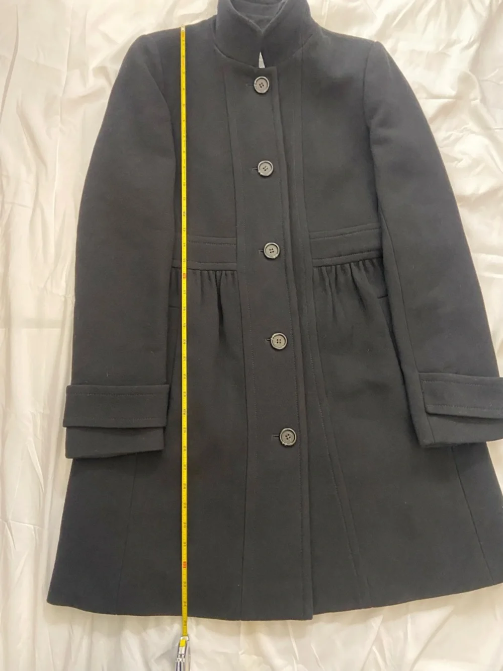 J.CREW Women's Black Lady Day Wool Coat - Funnel neck - Sz 8 - Picture 6 of 9